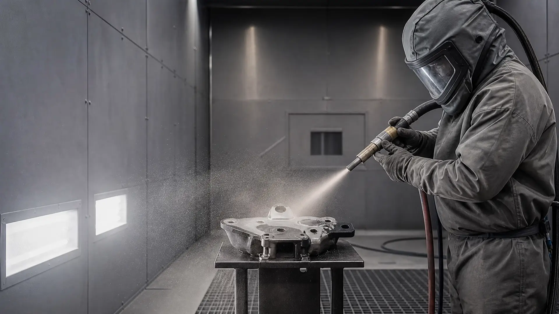 Garnet sandblasting and surface prep at APC